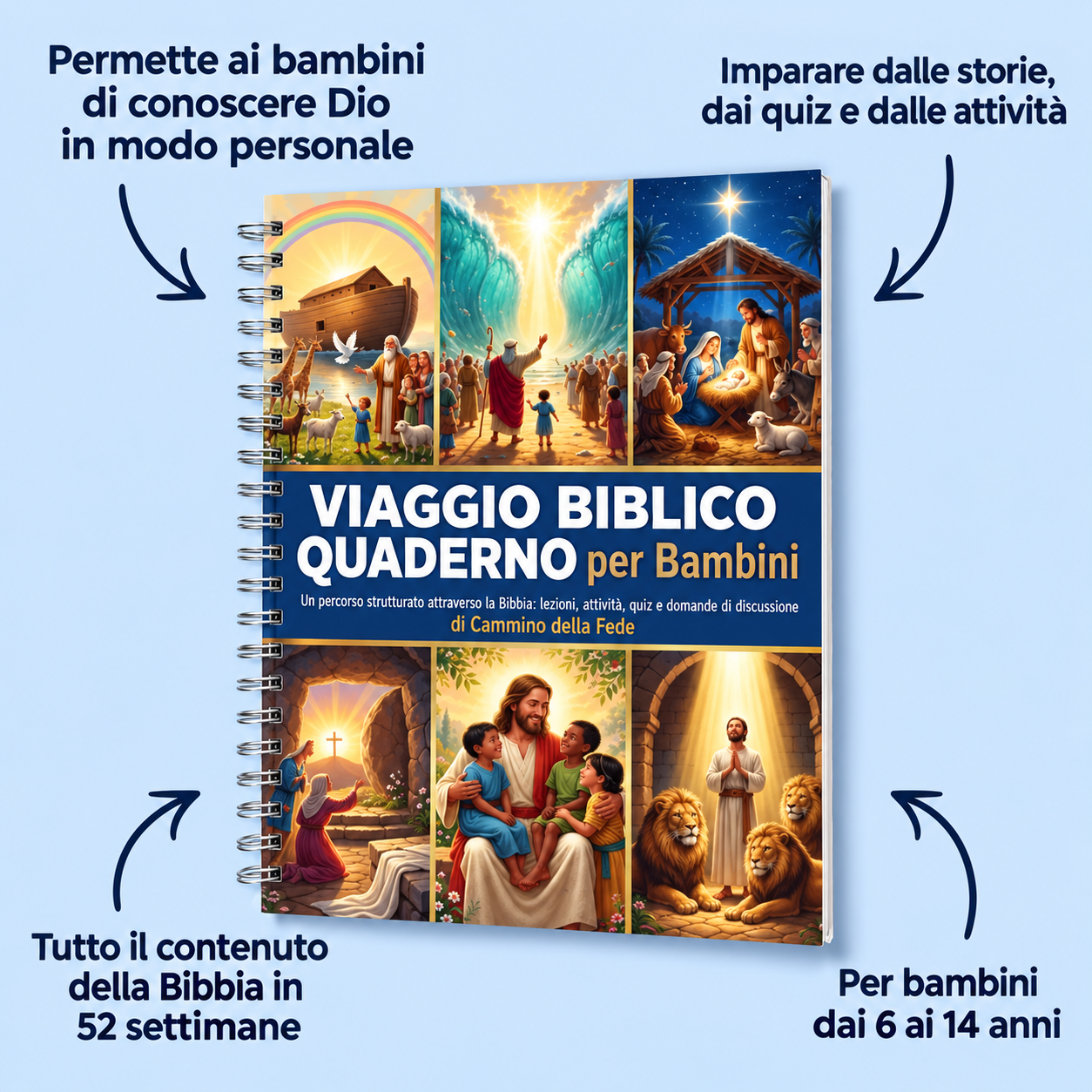 Viaggio Biblico: Quaderno di 52 Settimane per Bambini